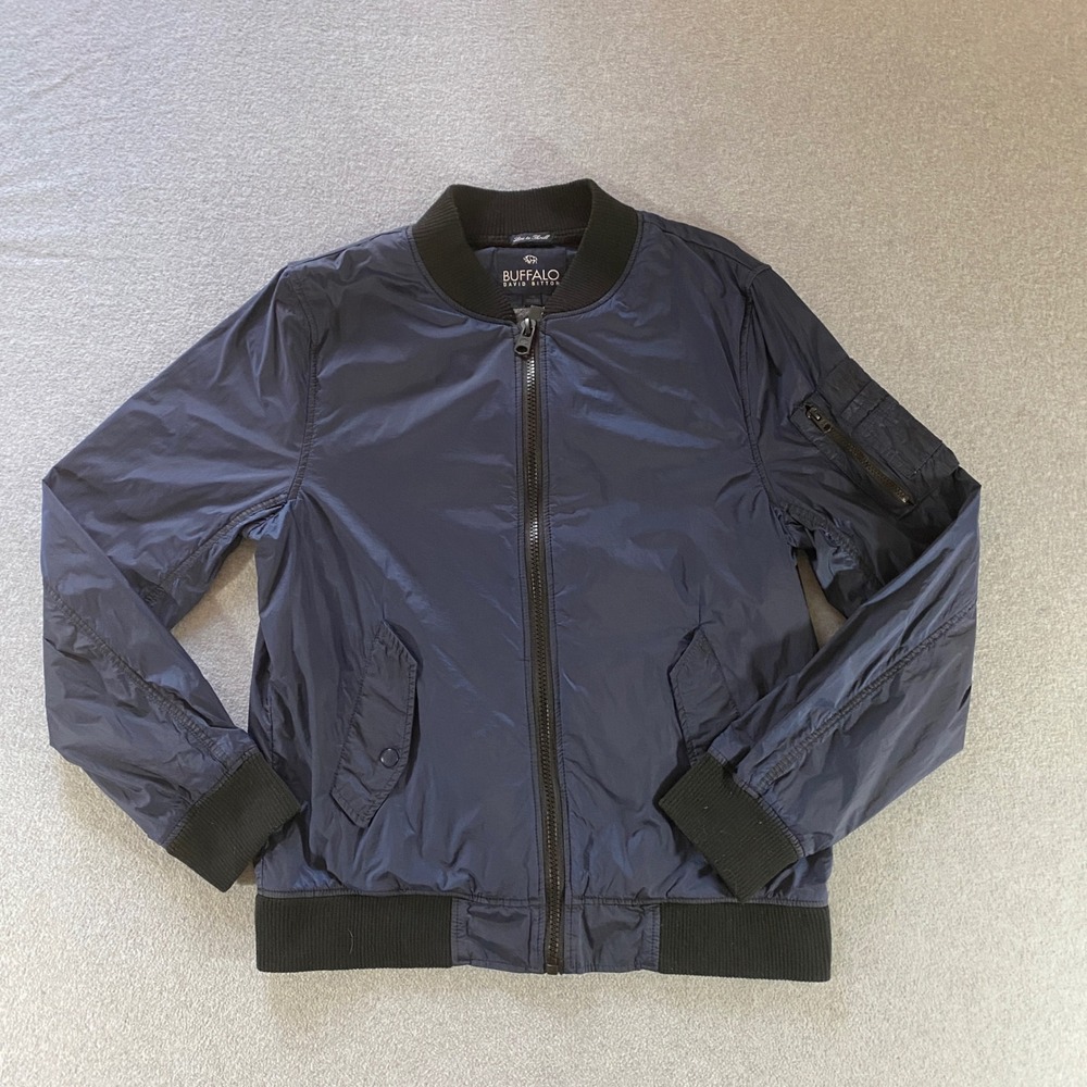 Buffalo David Bitton Juello Bomber wind breaker Jacket Navy Blue Mens Large NWT